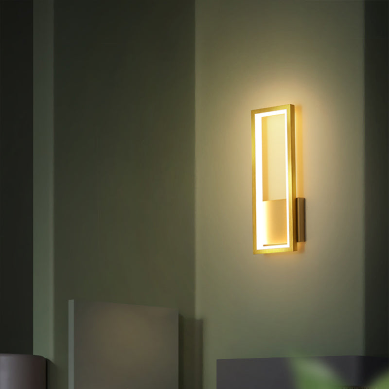 Minimalism Rectangle Wall Sconce Lighting Taavita Gold Metal Foyer LED Wall Mount Light Fixture