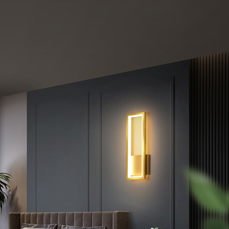 Minimalism Rectangle Wall Sconce Lighting Taavita Gold Metal Foyer LED Wall Mount Light Fixture