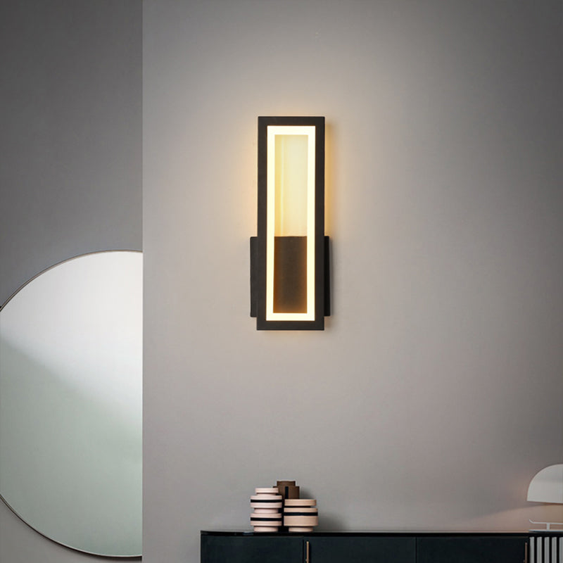 Taavita Minimalist Rectangle Wall Light Fixture Metal Foyer LED - Wall Mount Light with Black Gold Finish, Modern Design and Acrylic Material, 10-14 Inch Height, for Indoor Use.