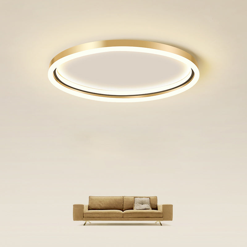 Aluminum Ring Ceiling Flush Mount Light Simplicity Golden LED Flush Mounted Lamp for Bedroom Clearhalo 'Ceiling Lights' 'Close To Ceiling Lights' 'Close to ceiling' 'Flush mount' Lighting' 2357556