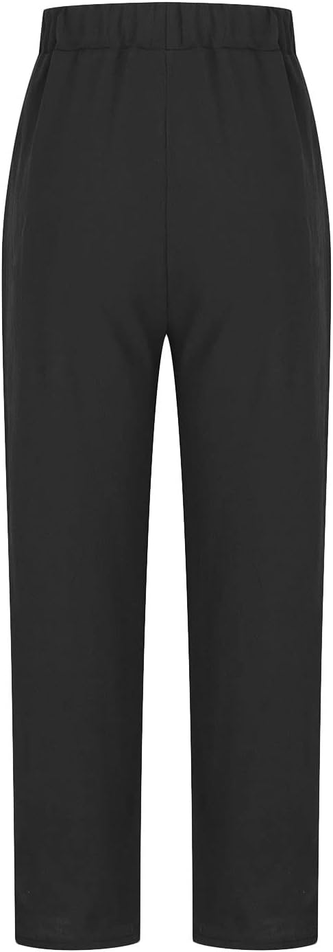 Women's Relaxed-Fit Linen-Blend Pants | Elastic Waistband & Side Pockets | Breathable Fabric | Comfortable Everyday Wear