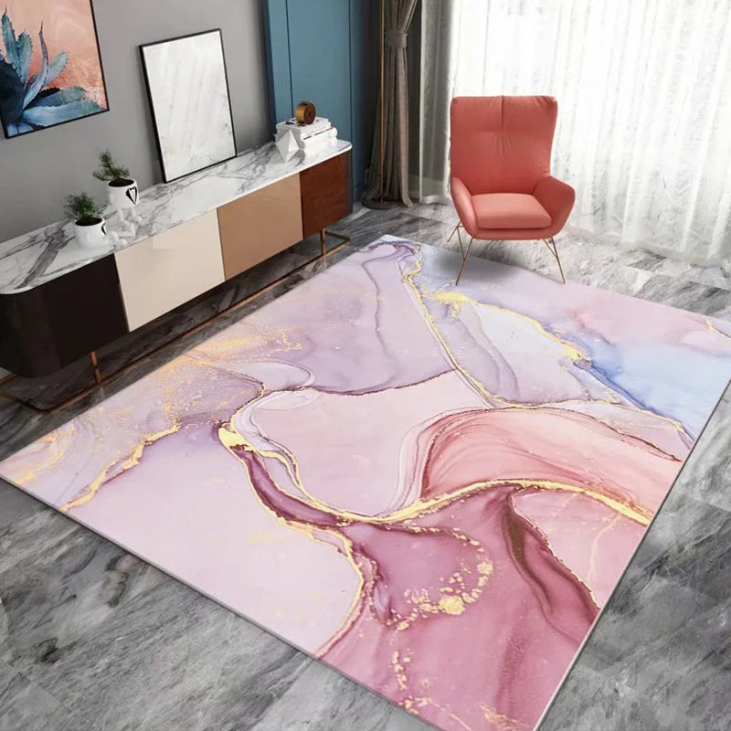 Casual Living Room Rug Multi-Color Abstract Printed Area Carpet Synthetics Non-Slip Backing Pet Friendly Indoor Rug Pink Clearhalo 'Area Rug' 'Modern' 'Rugs' Rug' 2362088