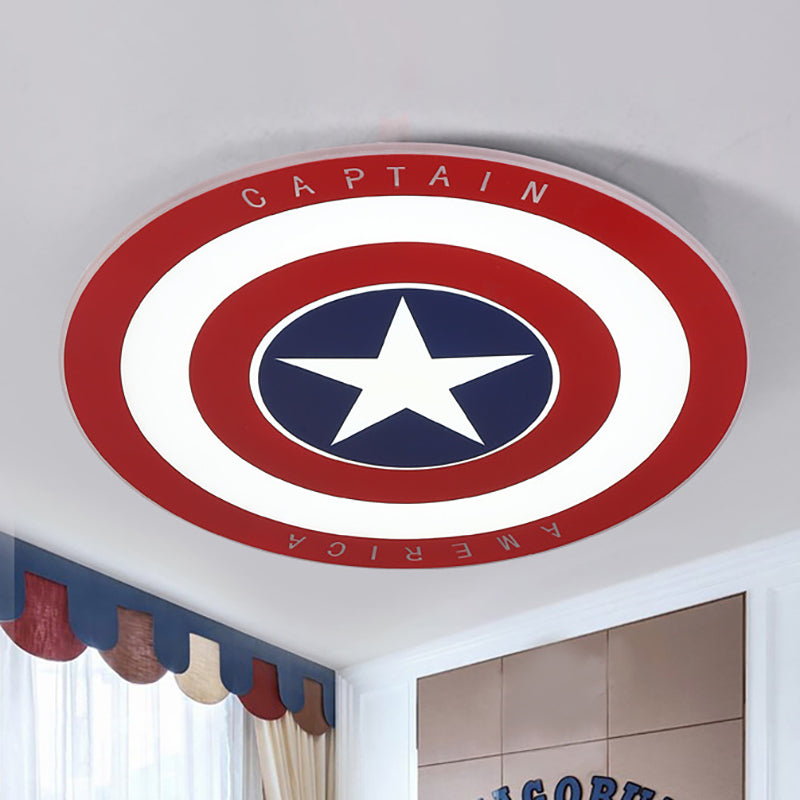 Acrylic Circular LED Ceiling Fixture with Star American Flush Mount Light in Blue and Red for Boys Bedroom Clearhalo 'Ceiling Lights' 'Close To Ceiling Lights' 'Close to ceiling' 'Flush mount' Lighting' 236217