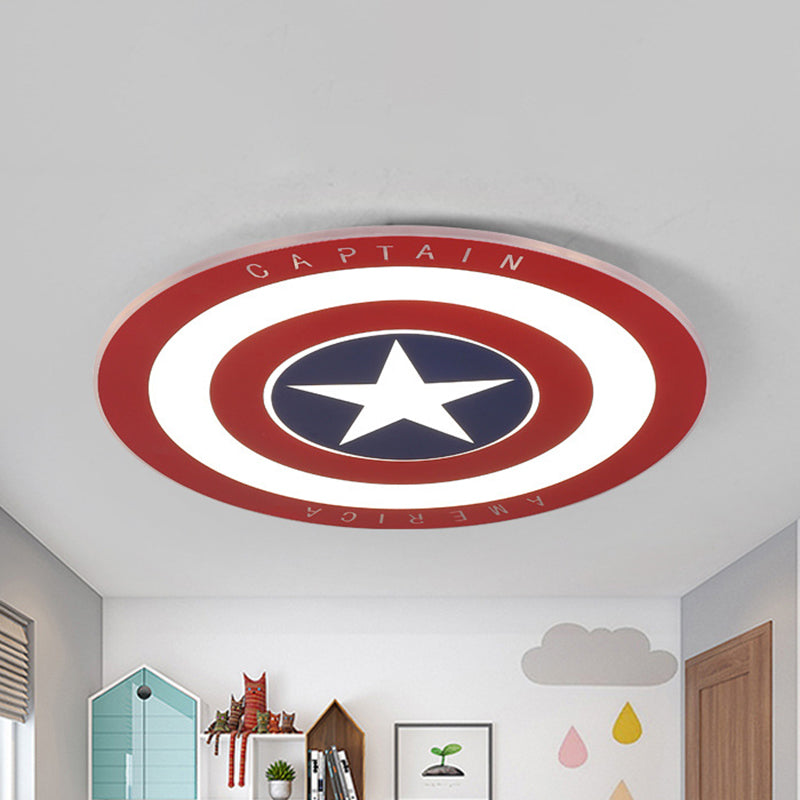 Taavita Acrylic Circular LED Ceiling Fixture with Star Flush Mount Light in Red and Blue for Boys' Bedroom