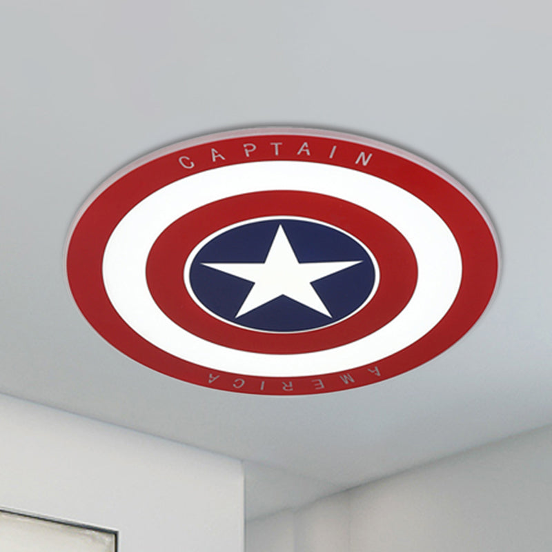 Taavita Acrylic Circular LED Ceiling Fixture with Star Flush Mount Light in Red and Blue for Boys' Bedroom