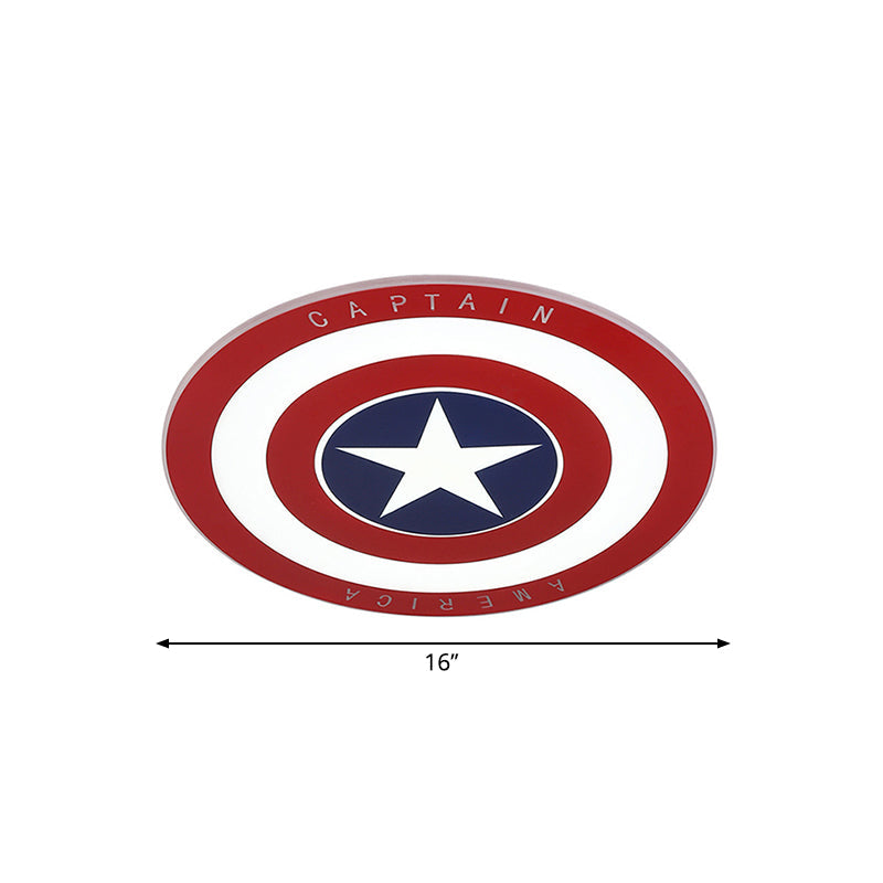 Taavita Acrylic Circular LED Ceiling Fixture with Star Flush Mount Light in Red and Blue for Boys' Bedroom