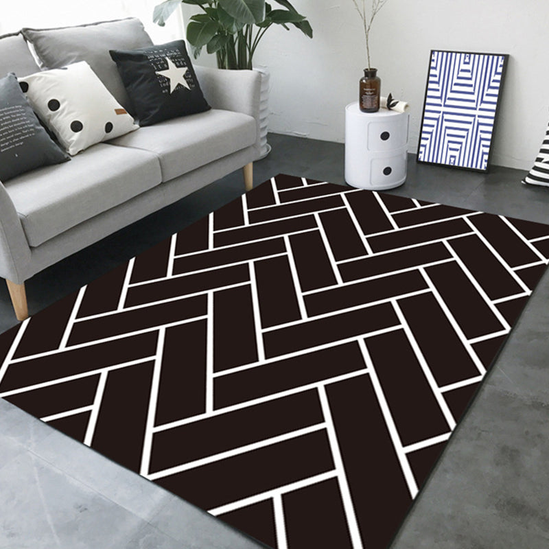 Simple Living Room Rug Multi Color Geometric Print Indoor Rug Non-Slip Backing Pet Friendly Area Carpet Gloss Black Clearhalo 'Area Rug' 'Modern' 'Rugs' Rug' 2362635