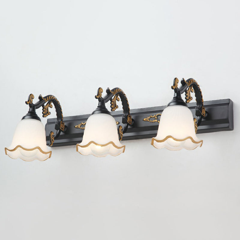 Floral Bathroom Vanity Wall Light Fixture Vintage Style Opal Glass Wall Sconce Lighting 2.0 White Morning Glory Clearhalo 'Vanity Lights' 'Wall Lights' Lighting' 2365119