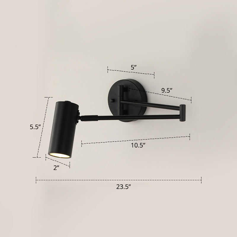 Tubular Bedside Wall Mounted Reading Lamp Metal 1 Bulb Postmodern Wall Light with Extendable Arm Clearhalo 'Cast Iron' 'Glass' 'Industrial' 'Modern wall lights' 'Modern' 'Tiffany' 'Traditional wall lights' 'Wall Lamps & Sconces' 'Wall Lights' Lighting' 2373425