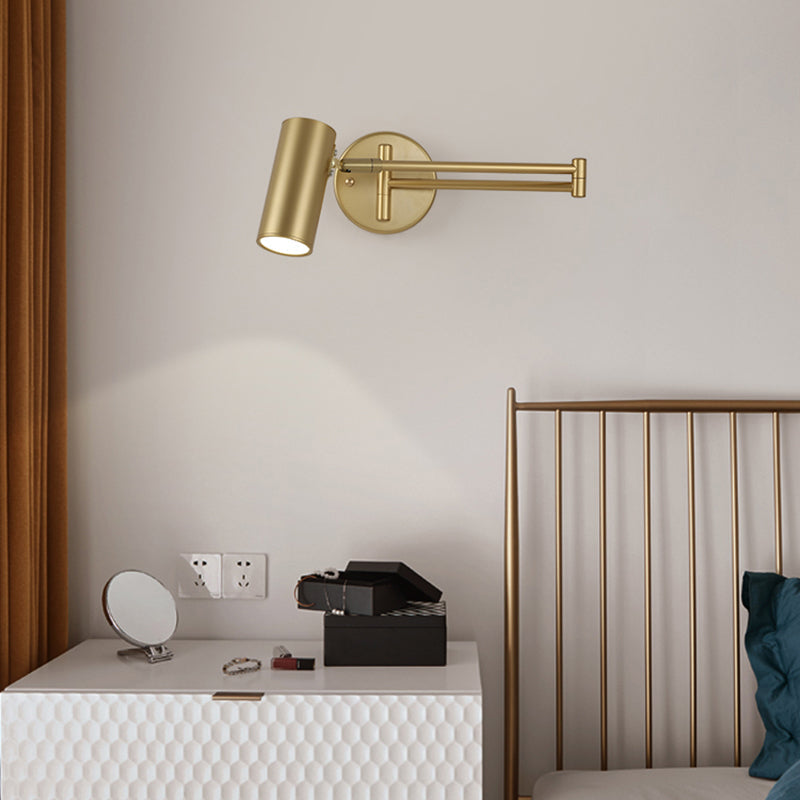 Taavita Night Wall Mount Reading Lamp Metal 1 Bulb Postmodern Wall Light with Retractable Arm, Gold Black, Modern, Interiors, E26/E27, 220V-240V/110V-120V
