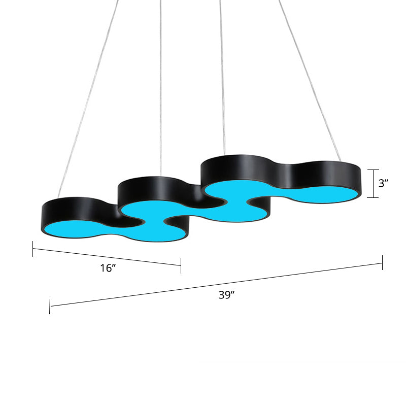 Meandering LED Ceiling Light Novelty Modern Metal Office Chandelier Light Fixture Black Blue Clearhalo 'Ceiling Lights' 'Chandeliers' 'Modern Chandeliers' 'Modern' Lighting' 2373603