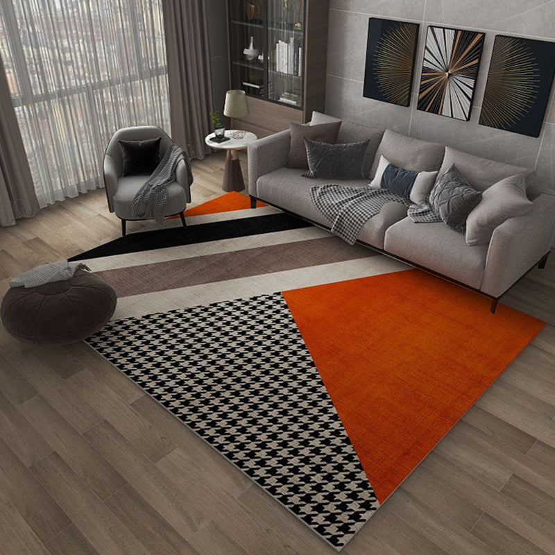 Taavita Multi Color Formal Geometric Print Rug Polyester Indoor Carpet Pet Friendly Machine Washable for Living Room
