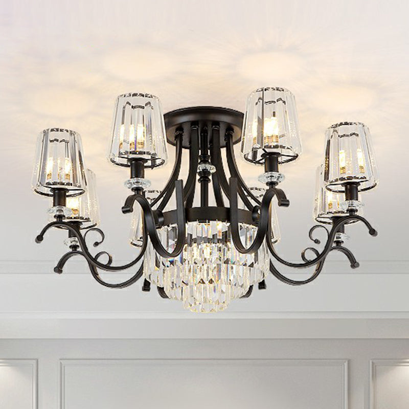 Taavita Conical Semi Flush Mount Lighting Vintage Ceiling Fixture in Black for Living Room