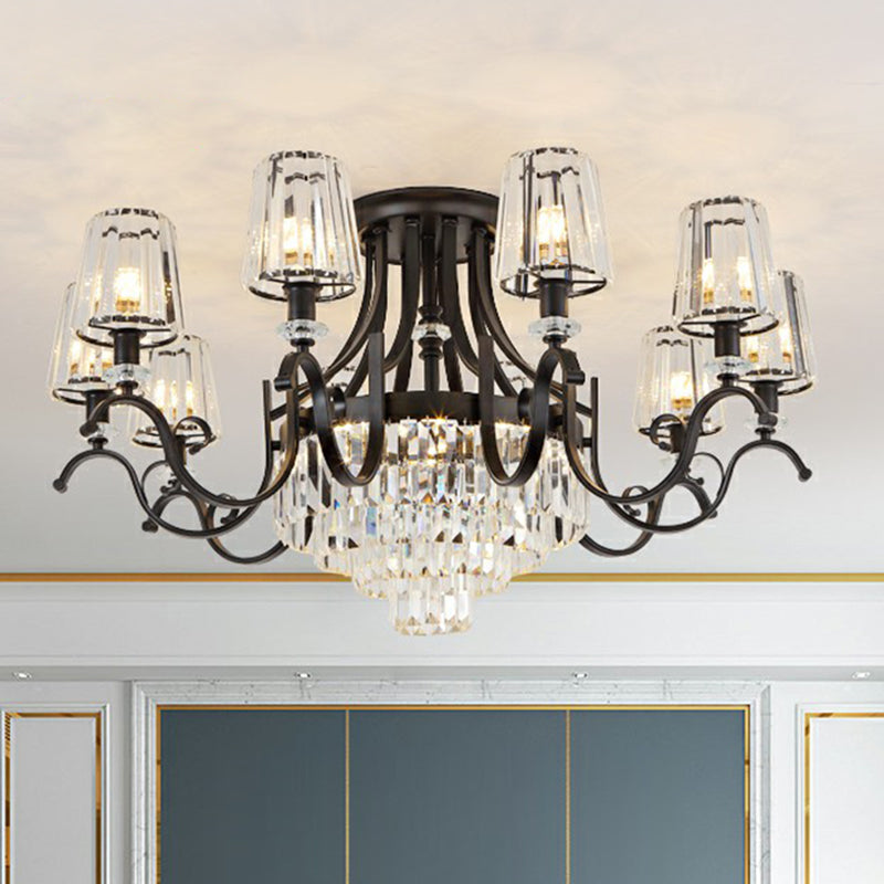 Taavita Conical Semi Flush Mount Lighting Vintage Ceiling Fixture in Black for Living Room