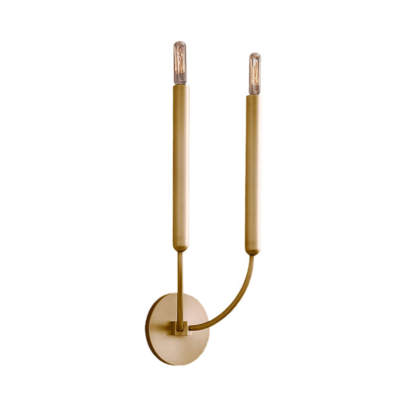 1/2 Tube Lamp Traditional Metal Light in Black/Brass for Dining Room - Wall Lamp with 1-2 Lights, LED/Bulb/Fluorescent, 15-19 Inches Height, E12/E14 Bulb Base, 39 Watts max.