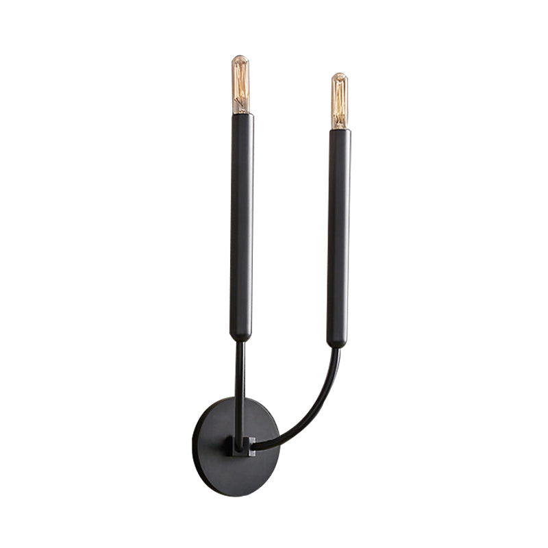 1/2 Tube Lamp Traditional Metal Light in Black/Brass for Dining Room - Wall Lamp with 1-2 Lights, LED/Bulb/Fluorescent, 15-19 Inches Height, E12/E14 Bulb Base, 39 Watts max.
