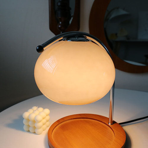 Taavita Vintage Glass Dome Solid Wood Base 1-Light Table Lamp with Melting Wax