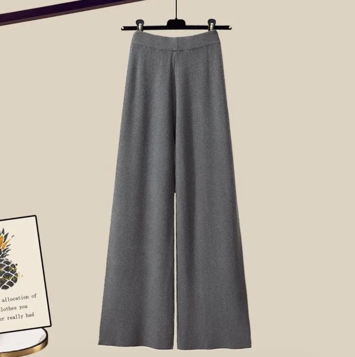 Women’s Three-Piece Comfort Set | Asymmetrical Knit & Wide-Leg Trousers | Soft Stretch Fabric | Versatile Styling