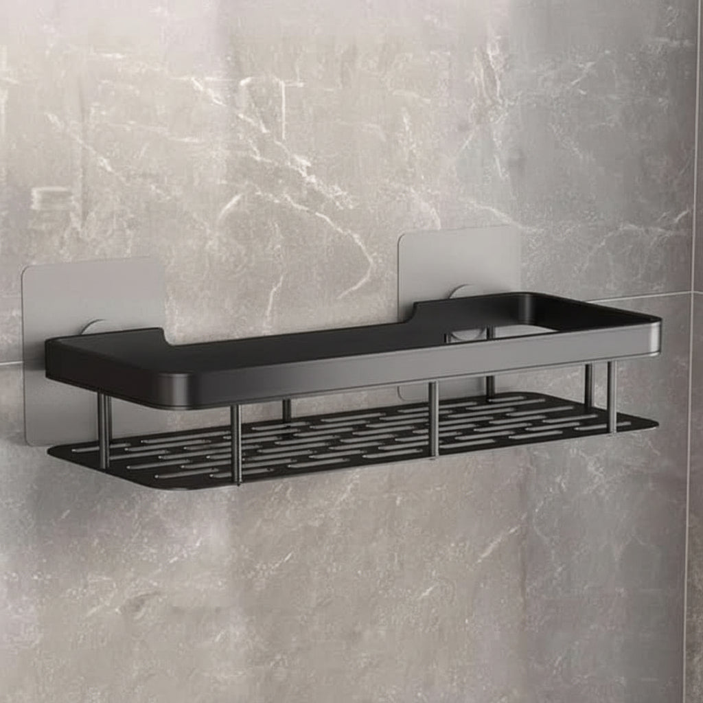 Stick-On Bathroom Organizer Shelf - No Drilling Required