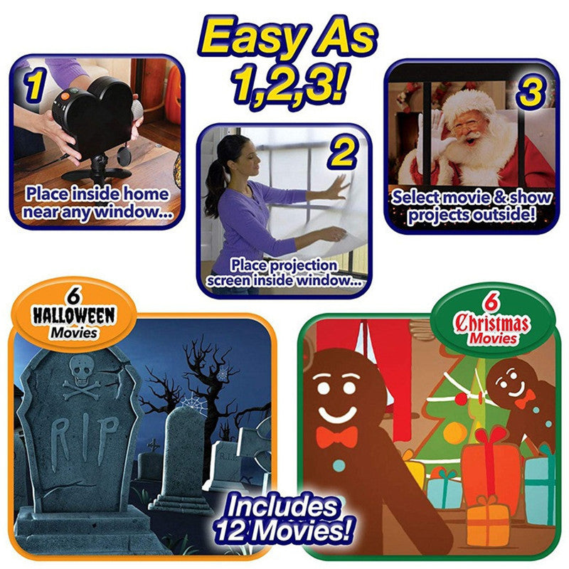 Halloween Holographic Projector with Spooky Animations and Sound