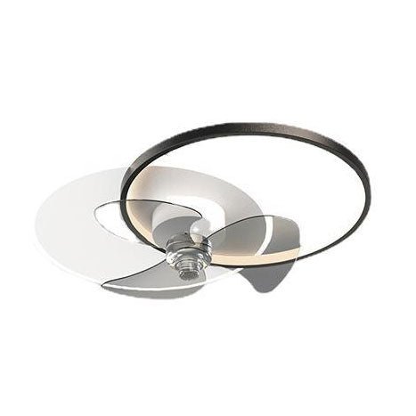 24'' LED Circle Flush Mount Ceiling Fan Lights Dimmable with Remote Control Bedroom Ceiling Fan