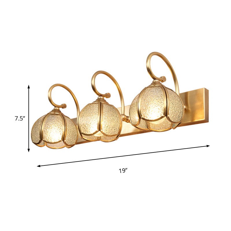 2/3 Bulbs Taavita Flower Bar Light Traditional Water Glass Sconce Light Fixture with Curved Arm