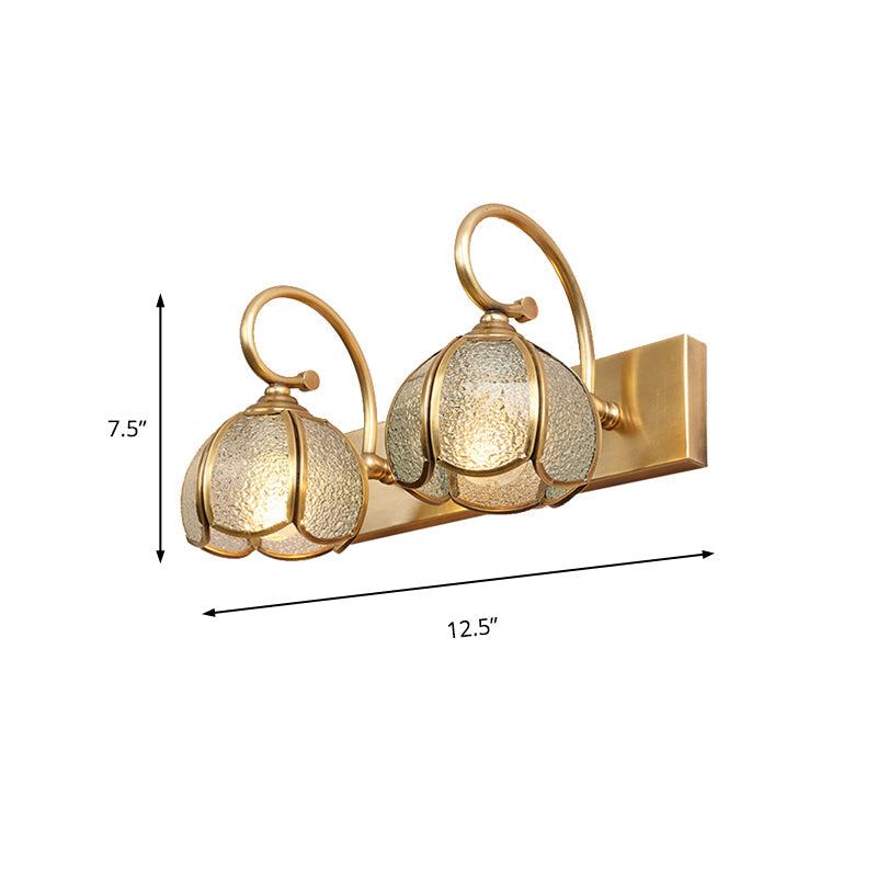 2/3 Bulbs Taavita Flower Bar Light Traditional Water Glass Sconce Light Fixture with Curved Arm