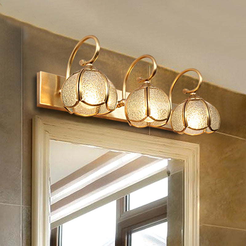 2/3 Bulbs Taavita Flower Bar Light Traditional Water Glass Sconce Light Fixture with Curved Arm