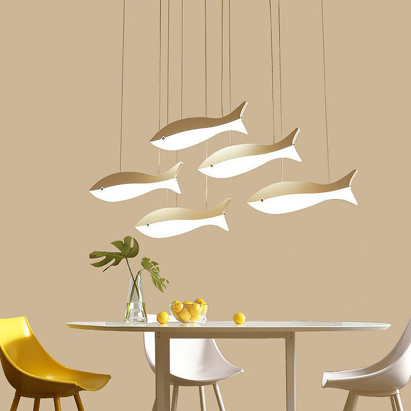Taavita Fish Pile Pendant Light - Lightweight Artistic Acrylic - LED Ceiling Hanging Lamp for Restaurant - Industrial Style, 19.5" x 15", with Bulb, Indoor, 220V-240V / 110V-120V, 39 Watts & Under, Metal Material, SMD Base, Color Temperature: White