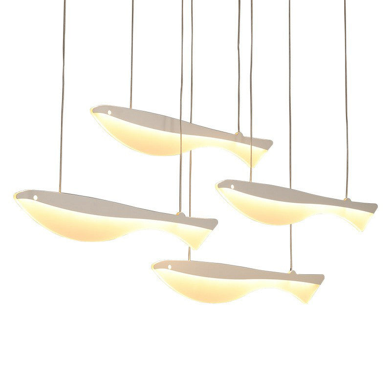 Taavita Fish Pile Pendant Light - Lightweight Artistic Acrylic - LED Ceiling Hanging Lamp for Restaurant - Industrial Style, 19.5" x 15", with Bulb, Indoor, 220V-240V / 110V-120V, 39 Watts & Under, Metal Material, SMD Base, Color Temperature: White