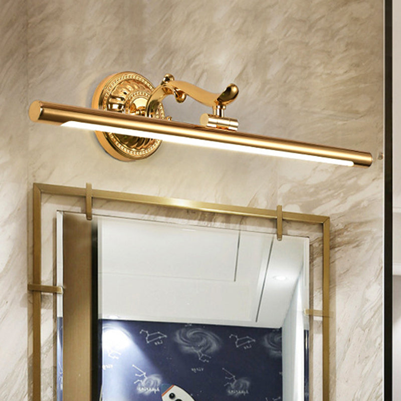 Linear Metallic Vanity Wall Light Modernist Style 16"/21.5" Wide LED Brass/Gold Finish Wall Mount Lighting over Mirror Clearhalo 'Cast Iron' 'Glass' 'Industrial' 'Modern wall lights' 'Modern' 'Tiffany' 'Traditional wall lights' 'Vanity Lights' 'Wall Lights' Lighting' 139172