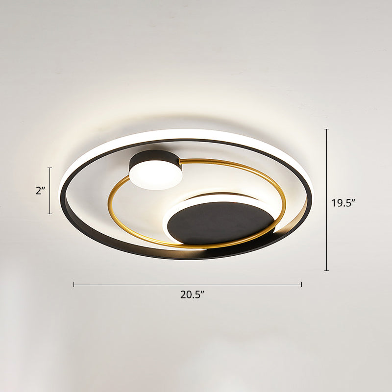 Metal Circular Flush Mount Led Light Postmodern Ceiling Mount Light Fixture for Bedroom Gold 20.5" White Clearhalo 'Ceiling Lights' 'Close To Ceiling Lights' 'Close to ceiling' 'Flush mount' Lighting' 2424081