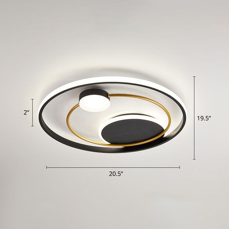 Metal Circular Flush Mount Led Light Postmodern Ceiling Mount Light Fixture for Bedroom Black 16.5" White Clearhalo 'Ceiling Lights' 'Close To Ceiling Lights' 'Close to ceiling' 'Flush mount' Lighting' 2424077