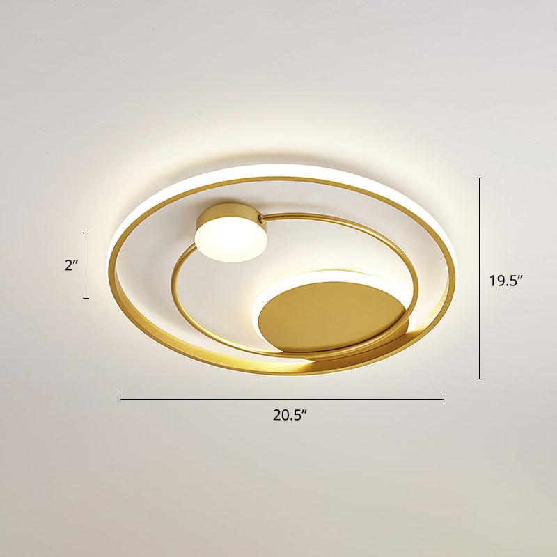 Metal Circular Flush Mount Led Light Postmodern Ceiling Mount Light Fixture for Bedroom Gold 16.5" Third Gear Clearhalo 'Ceiling Lights' 'Close To Ceiling Lights' 'Close to ceiling' 'Flush mount' Lighting' 2424082