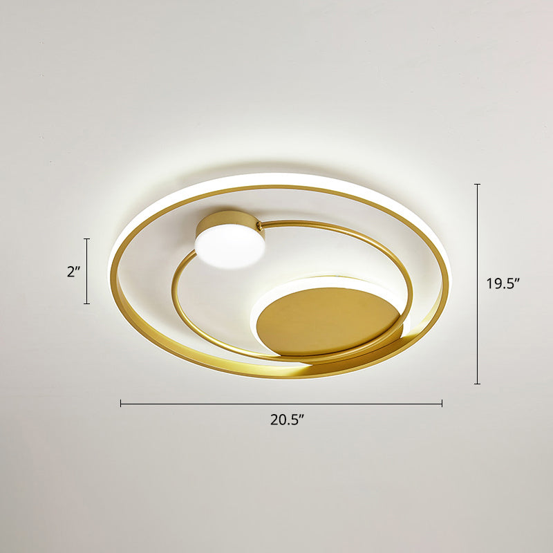 Metal Circular Flush Mount Led Light Postmodern Ceiling Mount Light Fixture for Bedroom Black 20.5" White Clearhalo 'Ceiling Lights' 'Close To Ceiling Lights' 'Close to ceiling' 'Flush mount' Lighting' 2424073