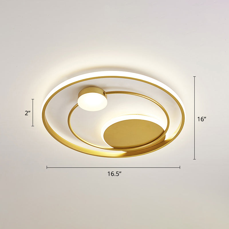 Metal Circular Flush Mount Led Light Postmodern Ceiling Mount Light Fixture for Bedroom Black 16.5" Third Gear Clearhalo 'Ceiling Lights' 'Close To Ceiling Lights' 'Close to ceiling' 'Flush mount' Lighting' 2424075