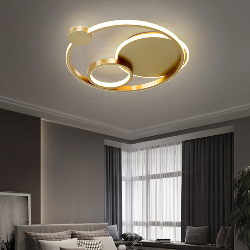 Multi-Ring Flushmount Ceiling Lamp Postmodern Metal Bedroom LED Flush Mount Lighting Clearhalo 'Ceiling Lights' 'Close To Ceiling Lights' 'Close to ceiling' 'Flush mount' Lighting' 2424233