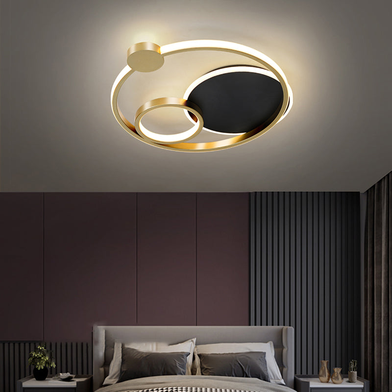 Multi-Ring Flushmount Ceiling Lamp Postmodern Metal Bedroom LED Flush Mount Lighting Black Clearhalo 'Ceiling Lights' 'Close To Ceiling Lights' 'Close to ceiling' 'Flush mount' Lighting' 2424231