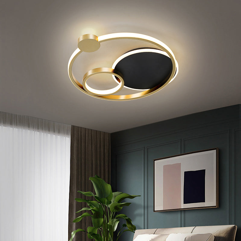 Postmodern Multi-Ring Flushmount Ceiling Lamp Metal LED Flush Mount Lighting for Bedroom