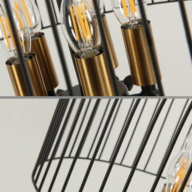 Taavita Pendant Chandelier Living Room Traditional Metal 3 Lights Black Hanging Fixture with Candle Shade