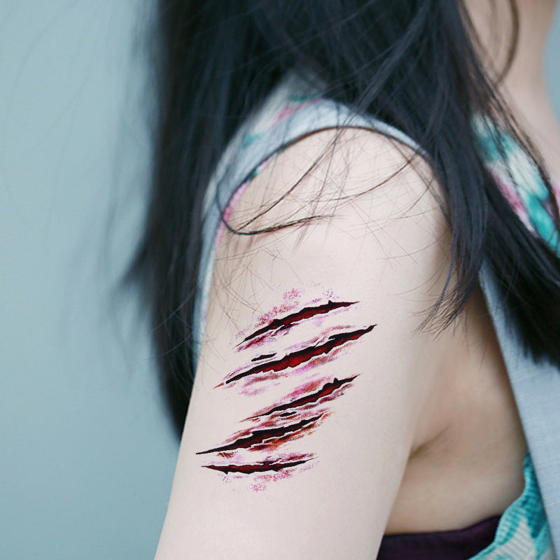 Halloween Temporary Tattoo Stickers for Scary Clown Mouth & Scars