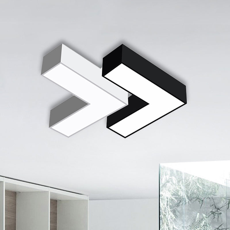 Arrow Metal Flush Mount Modern 10"/14" Wide Led White/Black Flush Ceiling Light for Office with Opaline Diffuser Clearhalo 'Ceiling Lights' 'Close To Ceiling Lights' 'Close to ceiling' 'Flush mount' Lighting' 149378
