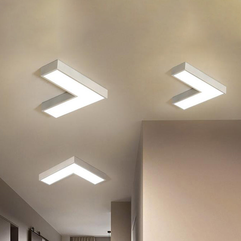 Arrow Metal Flush Mount Modern 10"/14" Wide Led White/Black Flush Ceiling Light for Office with Opaline Diffuser Clearhalo 'Ceiling Lights' 'Close To Ceiling Lights' 'Close to ceiling' 'Flush mount' Lighting' 149380
