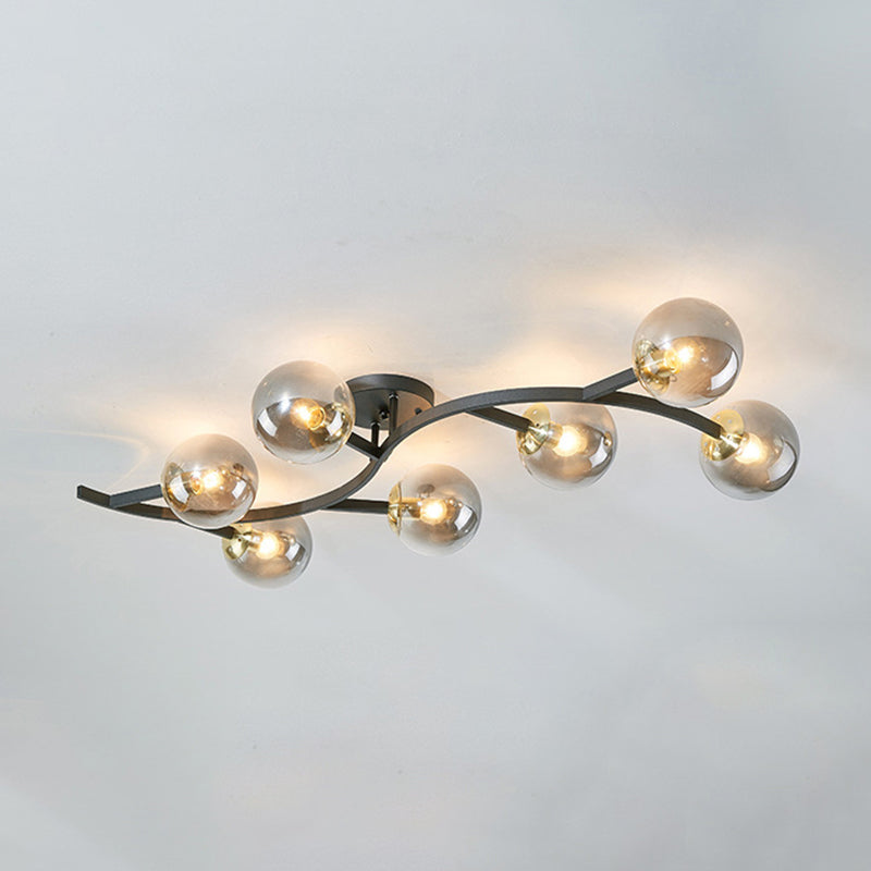 Branch Semi Flush Mount Lighting Postmodern Ball Glass Ceiling Light for Living Room Clearhalo 'Ceiling Lights' 'Close To Ceiling Lights' 'Close to ceiling' 'Glass shade' 'Glass' 'Semi-flushmount' Lighting' 2462118