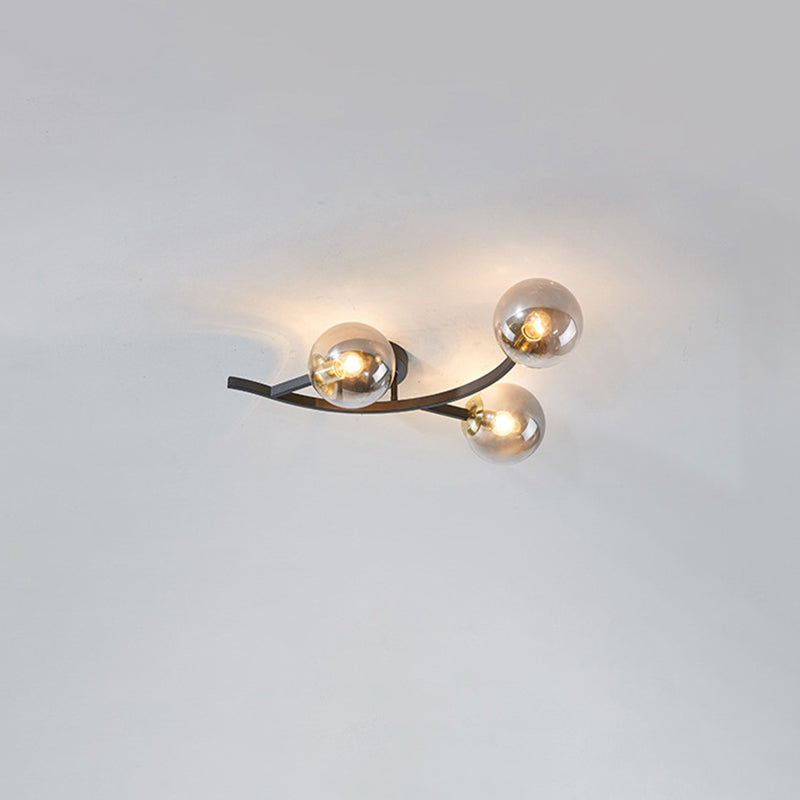 Branch Semi Flush Mount Lighting Postmodern Ball Glass Ceiling Light for Living Room Clearhalo 'Ceiling Lights' 'Close To Ceiling Lights' 'Close to ceiling' 'Glass shade' 'Glass' 'Semi-flushmount' Lighting' 2462123