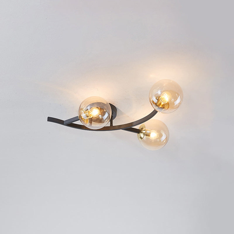Branch Semi Flush Mount Lighting Postmodern Ball Glass Ceiling Light for Living Room Clearhalo 'Ceiling Lights' 'Close To Ceiling Lights' 'Close to ceiling' 'Glass shade' 'Glass' 'Semi-flushmount' Lighting' 2462097