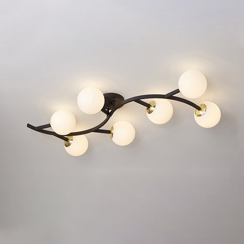 Branch Semi Flush Mount Lighting Postmodern Ball Glass Ceiling Light for Living Room Clearhalo 'Ceiling Lights' 'Close To Ceiling Lights' 'Close to ceiling' 'Glass shade' 'Glass' 'Semi-flushmount' Lighting' 2462127
