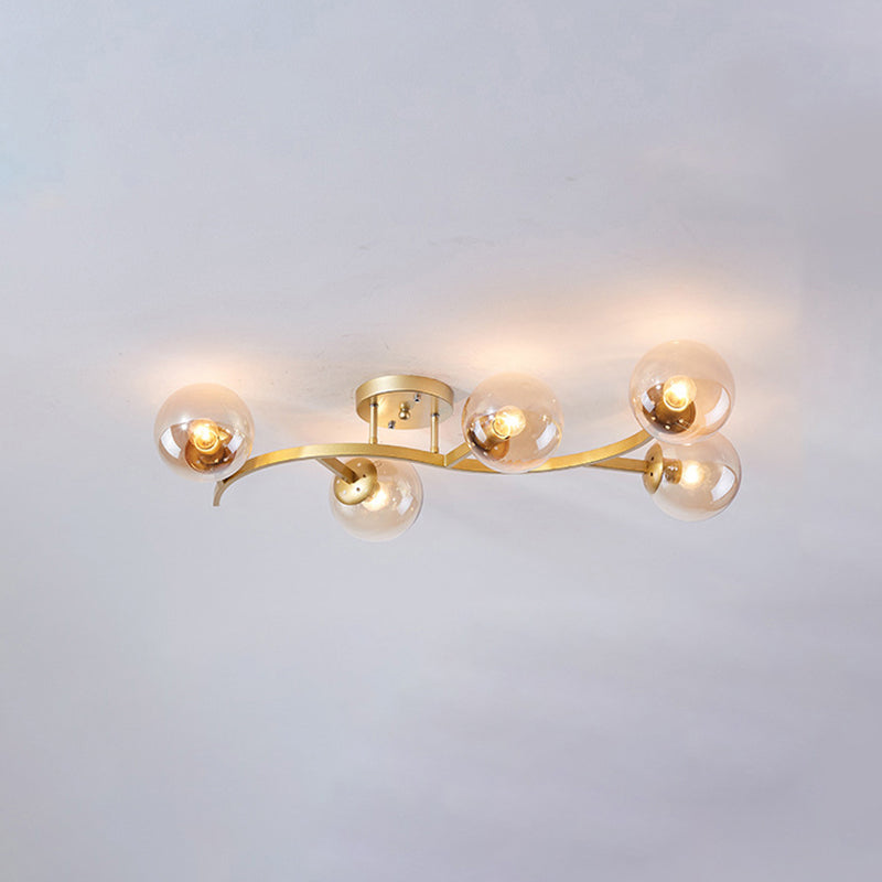 Branch Semi Flush Mount Lighting Postmodern Ball Glass Ceiling Light for Living Room Clearhalo 'Ceiling Lights' 'Close To Ceiling Lights' 'Close to ceiling' 'Glass shade' 'Glass' 'Semi-flushmount' Lighting' 2462112