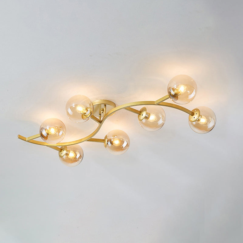 Branch Semi Flush Mount Lighting Postmodern Ball Glass Ceiling Light for Living Room Clearhalo 'Ceiling Lights' 'Close To Ceiling Lights' 'Close to ceiling' 'Glass shade' 'Glass' 'Semi-flushmount' Lighting' 2462125