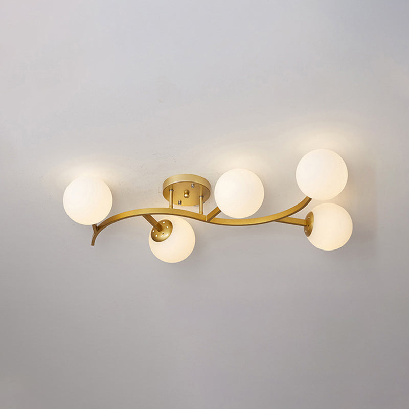 Branch Semi Flush Mount Lighting Postmodern Ball Glass Ceiling Light for Living Room 7 Black Smoke Grey Clearhalo 'Ceiling Lights' 'Close To Ceiling Lights' 'Close to ceiling' 'Glass shade' 'Glass' 'Semi-flushmount' Lighting' 2462089